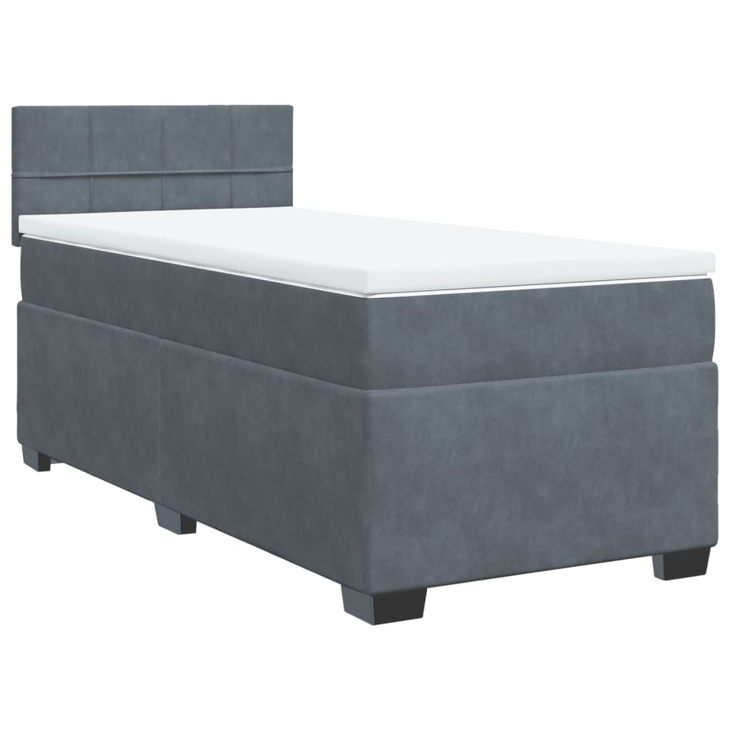 Giroletto a Molle con Materasso Grigio Scuro 80x200 cm Velluto