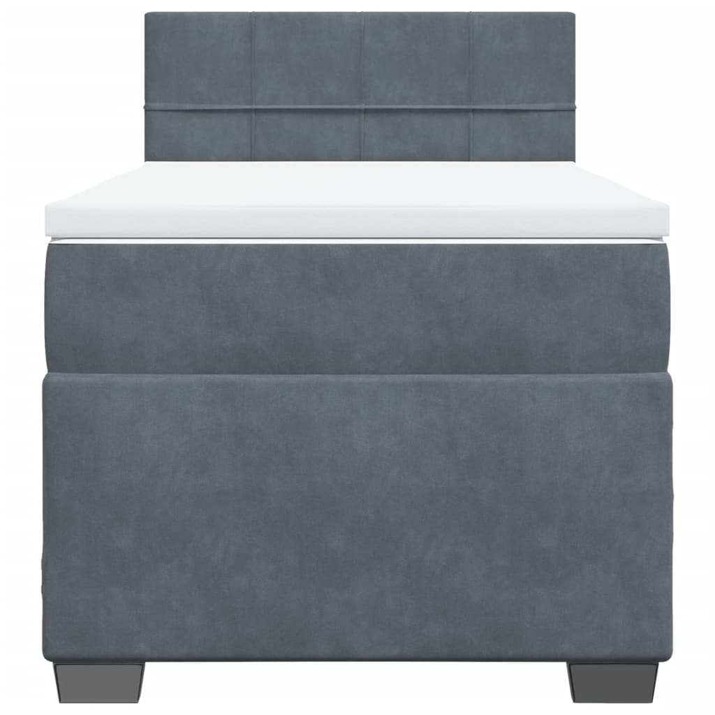 Giroletto a Molle con Materasso Grigio Scuro 80x200 cm Velluto