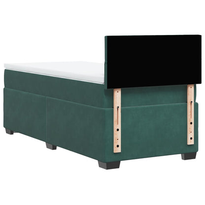 Giroletto a Molle con Materasso Verde Scuro 80x200 cm Velluto