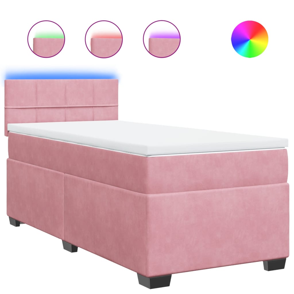 Giroletto a Molle con Materasso Rosa 80x200 cm in Velluto