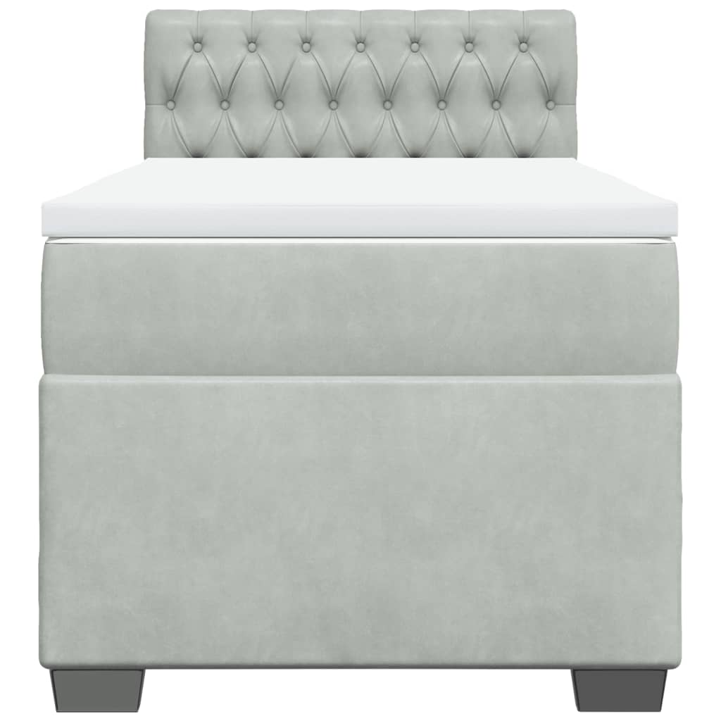 Giroletto a Molle con Materasso Grigio Chiaro 80x200 cm Velluto