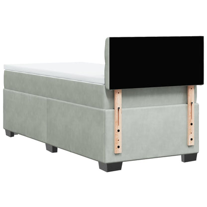 Giroletto a Molle con Materasso Grigio Chiaro 80x200 cm Velluto