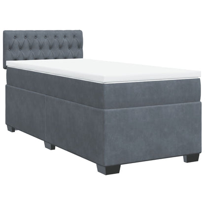 Giroletto a Molle con Materasso Grigio Scuro 80x200 cm Velluto