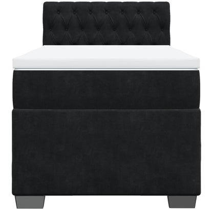 Giroletto a Molle con Materasso Nero 80x200 cm in Velluto