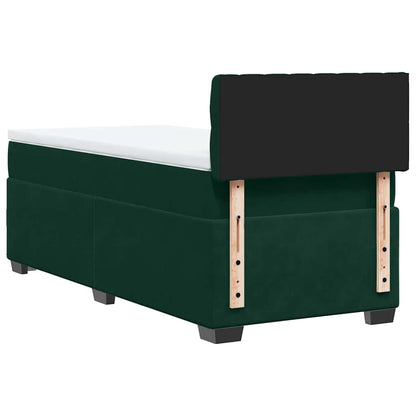 Giroletto a Molle con Materasso Verde Scuro 80x200 cm Velluto