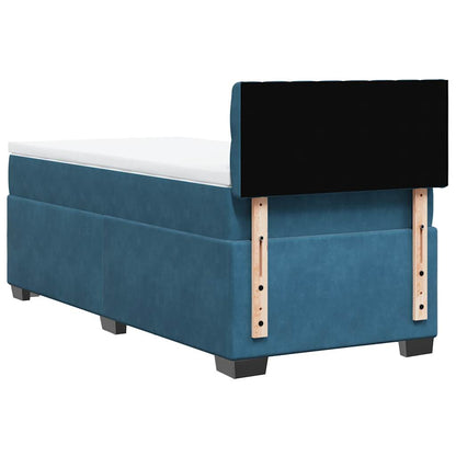 Giroletto a Molle con Materasso Blu 80x200 cm in Velluto