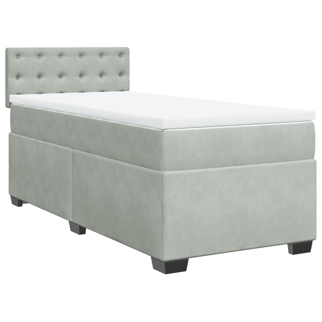 Giroletto a Molle con Materasso Grigio Chiaro 80x200 cm Velluto