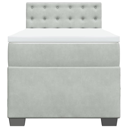 Giroletto a Molle con Materasso Grigio Chiaro 80x200 cm Velluto