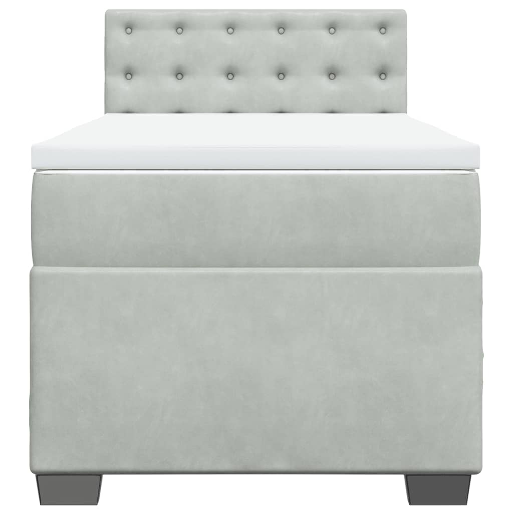 Giroletto a Molle con Materasso Grigio Chiaro 80x200 cm Velluto