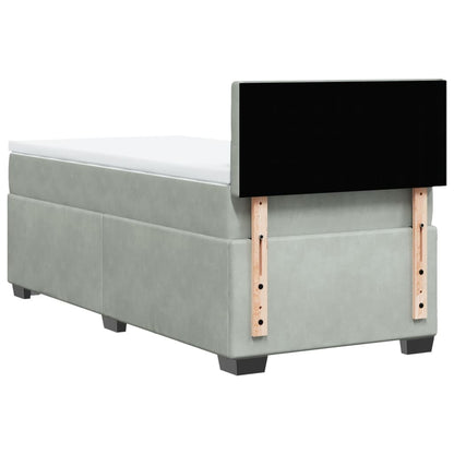 Giroletto a Molle con Materasso Grigio Chiaro 80x200 cm Velluto