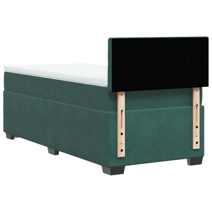 Giroletto a Molle con Materasso Verde Scuro 80x200 cm Velluto