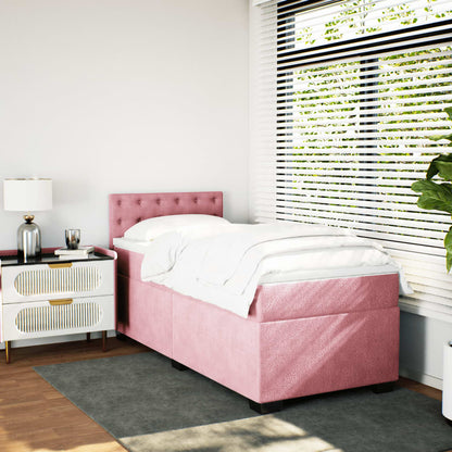 Giroletto a Molle con Materasso Rosa 80x200 cm in Velluto