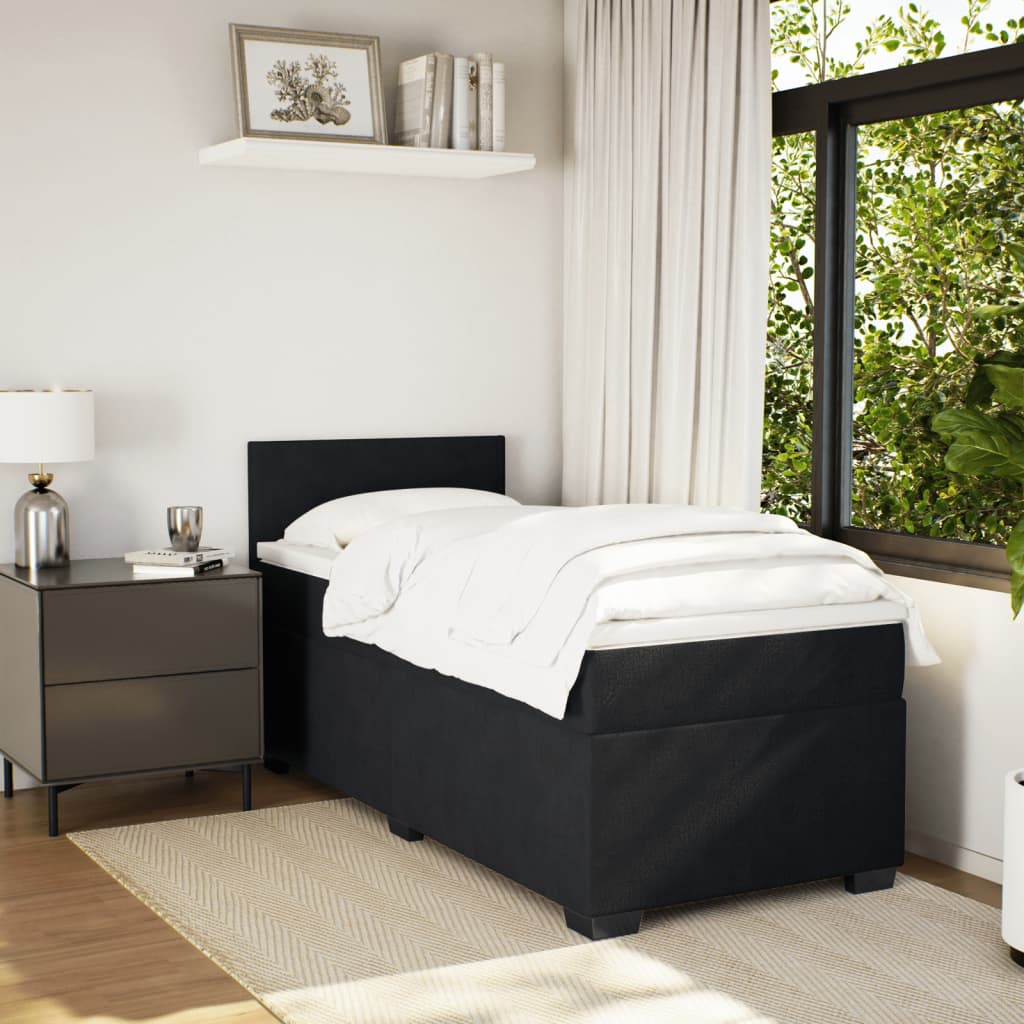 Giroletto a Molle con Materasso Nero 90x190 cm in Velluto