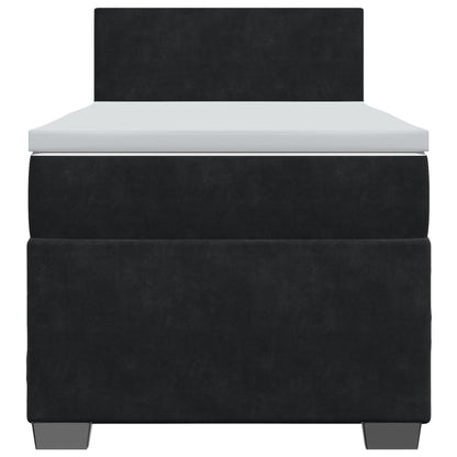 Giroletto a Molle con Materasso Nero 90x190 cm in Velluto