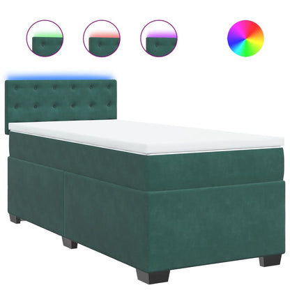 Giroletto a Molle con Materasso Verde Scuro 90x190 cm Velluto