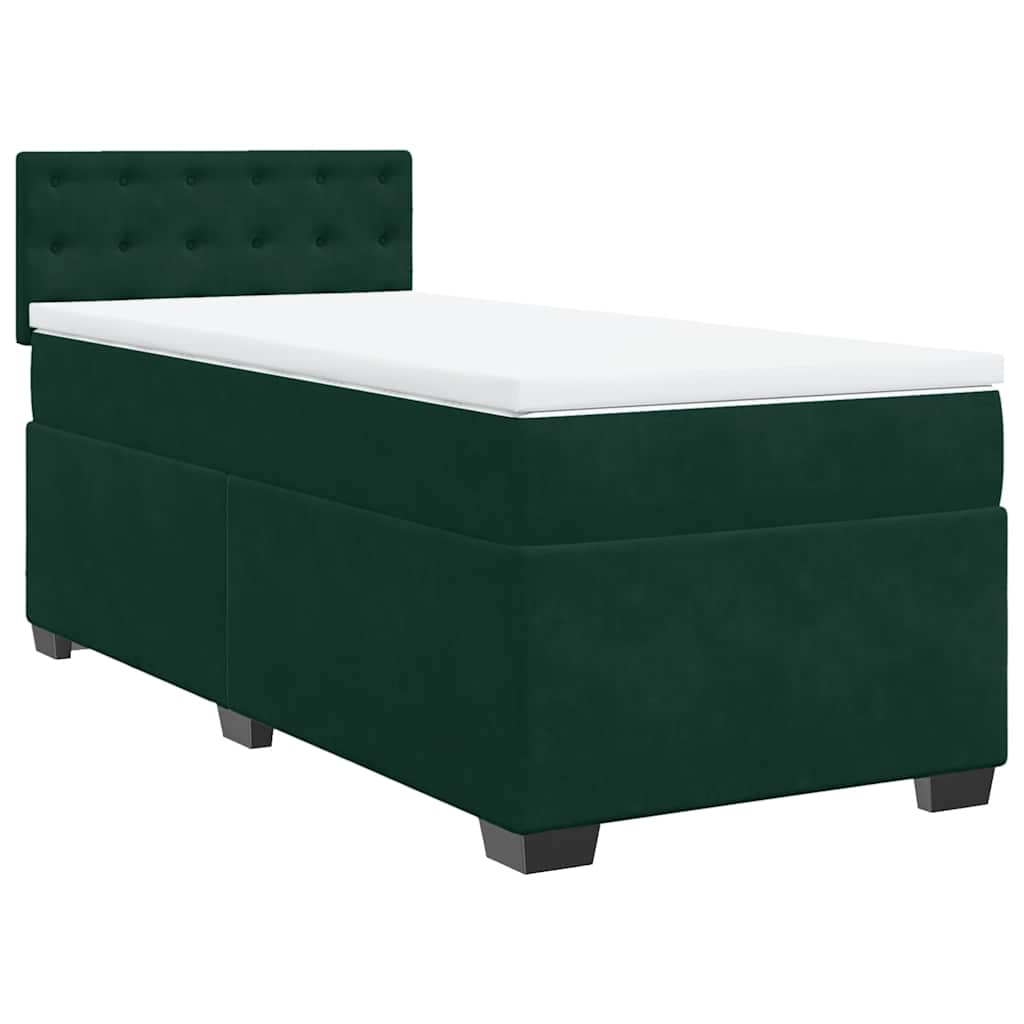 Giroletto a Molle con Materasso Verde Scuro 90x190 cm Velluto