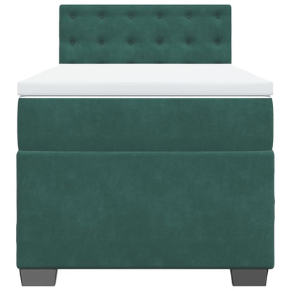 Giroletto a Molle con Materasso Verde Scuro 90x190 cm Velluto