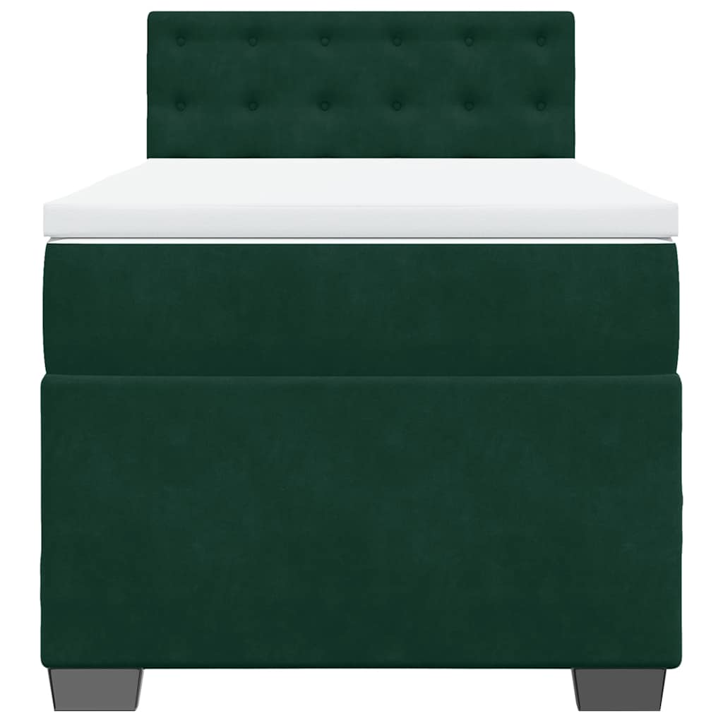 Giroletto a Molle con Materasso Verde Scuro 90x190 cm Velluto