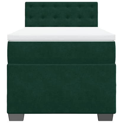 Giroletto a Molle con Materasso Verde Scuro 90x190 cm Velluto