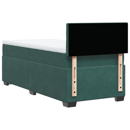 Giroletto a Molle con Materasso Verde Scuro 90x190 cm Velluto