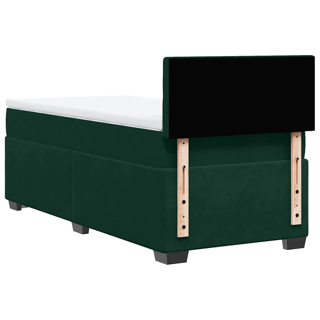 Giroletto a Molle con Materasso Verde Scuro 90x190 cm Velluto