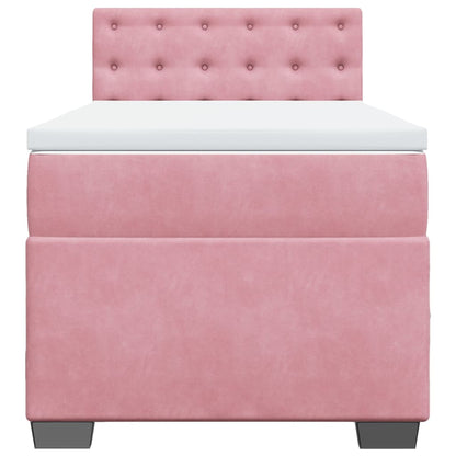 Giroletto a Molle con Materasso Rosa 90x190 cm in Velluto