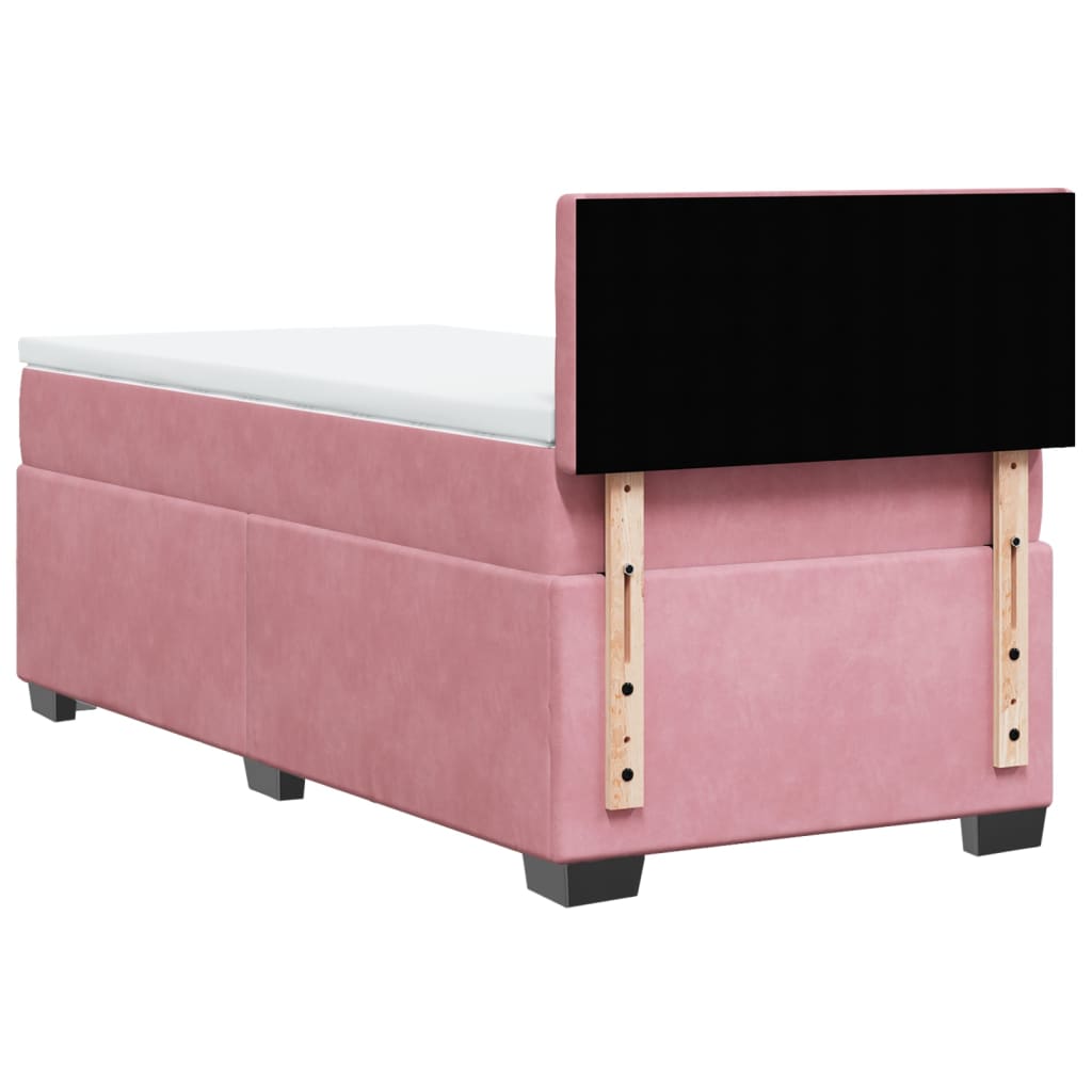 Giroletto a Molle con Materasso Rosa 90x190 cm in Velluto