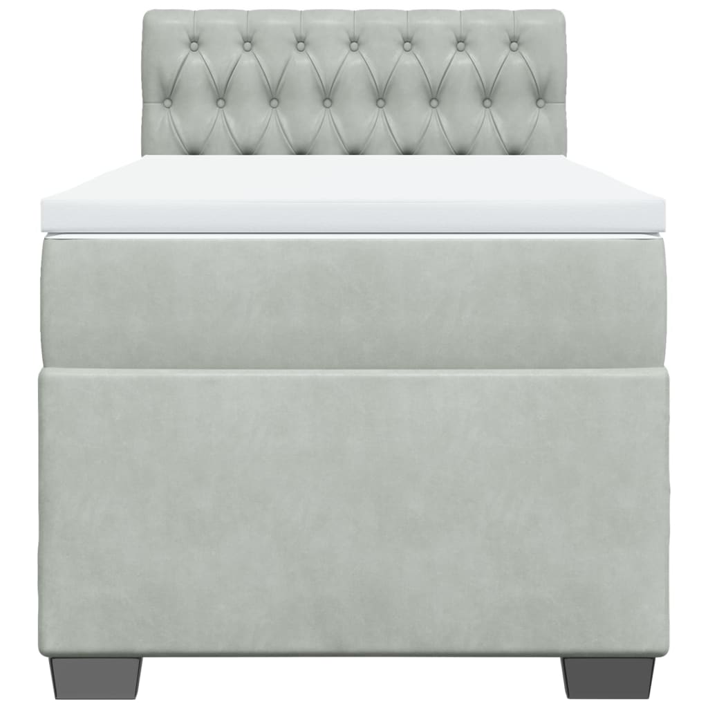 Giroletto a Molle con Materasso Grigio Chiaro 90x190 cm Velluto - homemem39