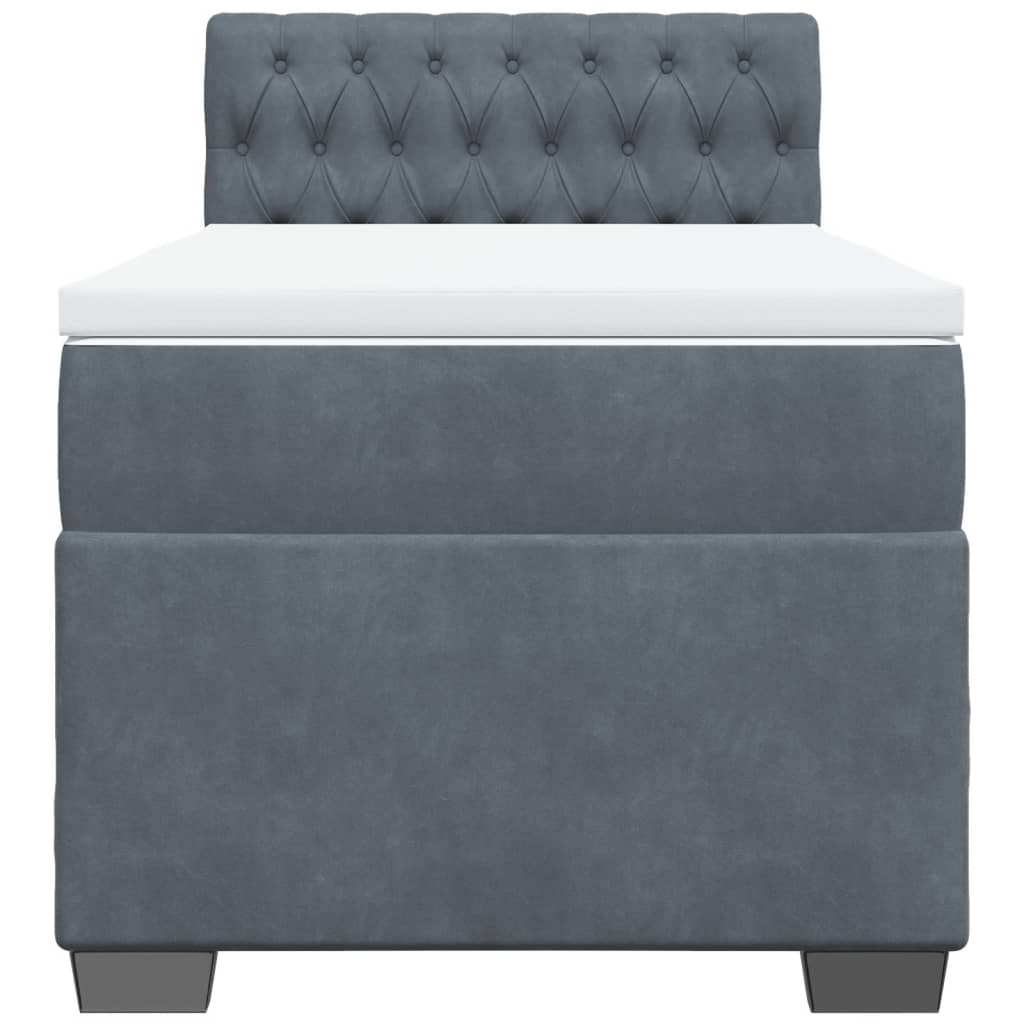 Giroletto a Molle con Materasso Grigio Scuro 90x190 cm Velluto