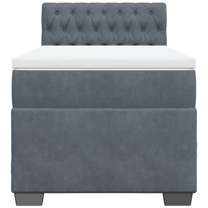 Giroletto a Molle con Materasso Grigio Scuro 90x190 cm Velluto