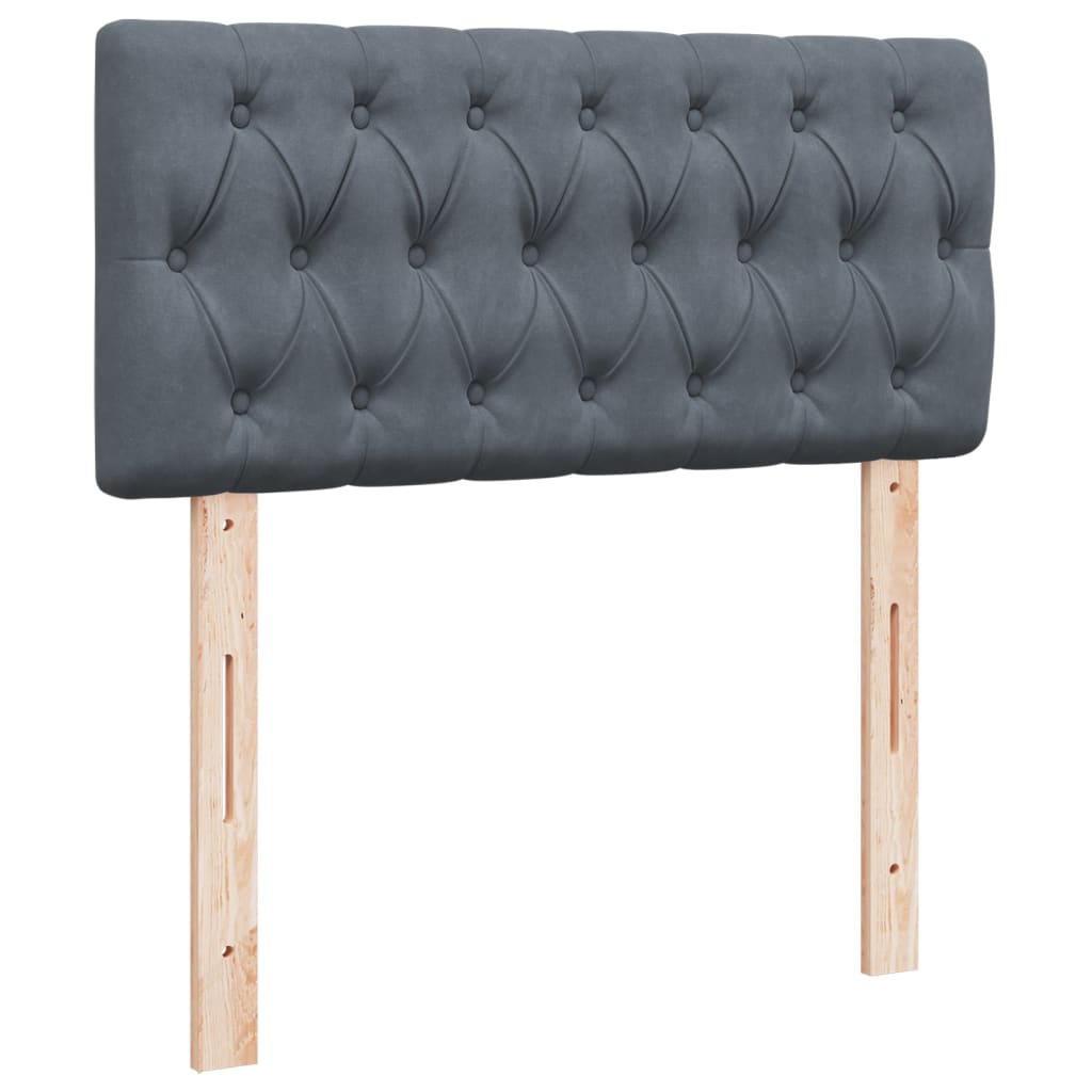 Giroletto a Molle con Materasso Grigio Scuro 90x190 cm Velluto