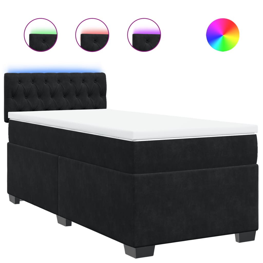 Giroletto a Molle con Materasso Nero 90x190 cm in Velluto