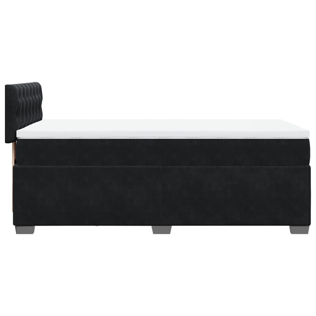 Giroletto a Molle con Materasso Nero 90x190 cm in Velluto