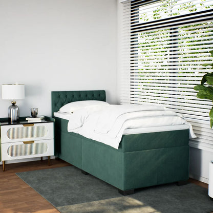 Giroletto a Molle con Materasso Verde Scuro 90x190 cm Velluto