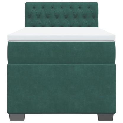 Giroletto a Molle con Materasso Verde Scuro 90x190 cm Velluto