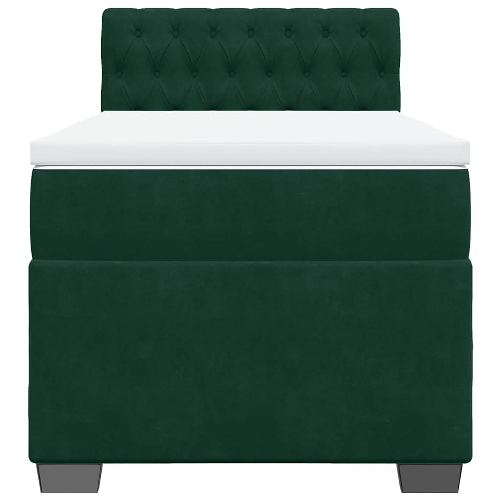 Giroletto a Molle con Materasso Verde Scuro 90x190 cm Velluto