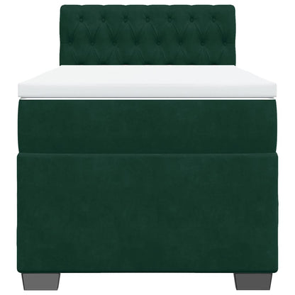 Giroletto a Molle con Materasso Verde Scuro 90x190 cm Velluto