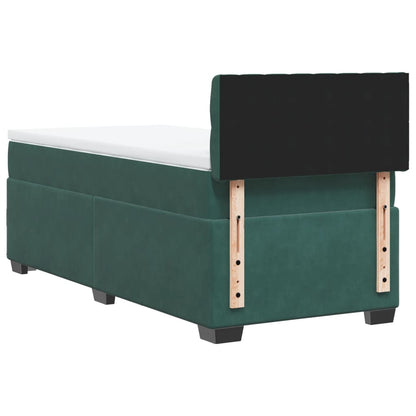 Giroletto a Molle con Materasso Verde Scuro 90x190 cm Velluto