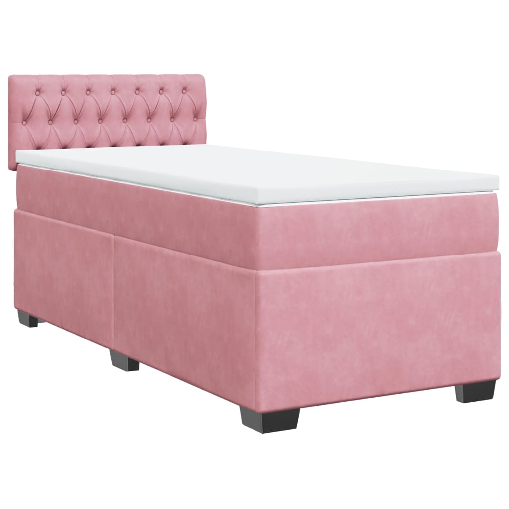 Giroletto a Molle con Materasso Rosa 90x190 cm in Velluto