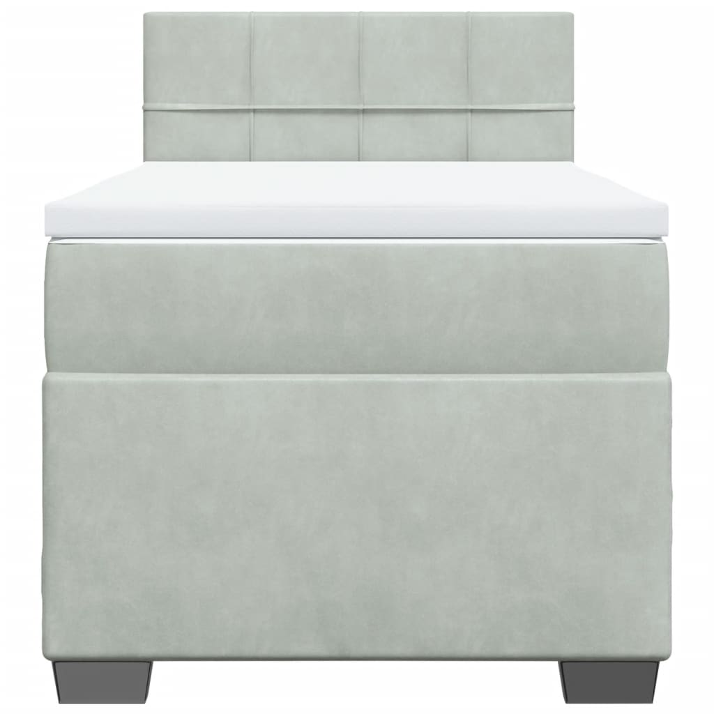 Giroletto a Molle con Materasso Grigio Chiaro 90x190 cm Velluto - homemem39