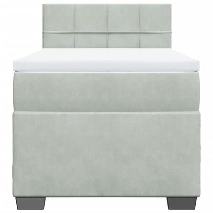 Giroletto a Molle con Materasso Grigio Chiaro 90x190 cm Velluto