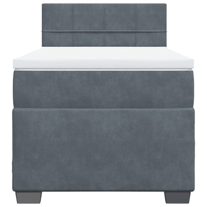 Giroletto a Molle con Materasso Grigio Scuro 90x190 cm Velluto