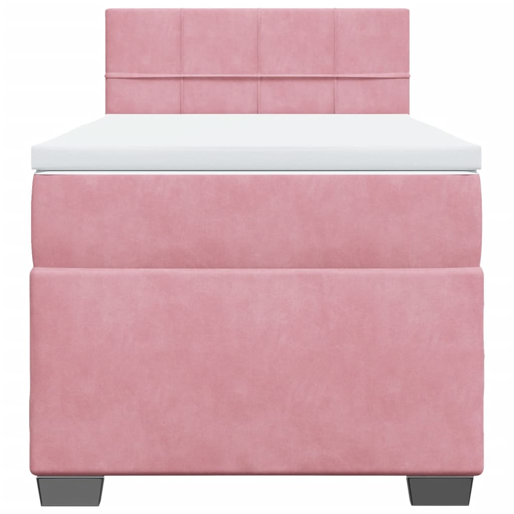 Giroletto a Molle con Materasso Rosa 90x190 cm in Velluto - homemem39