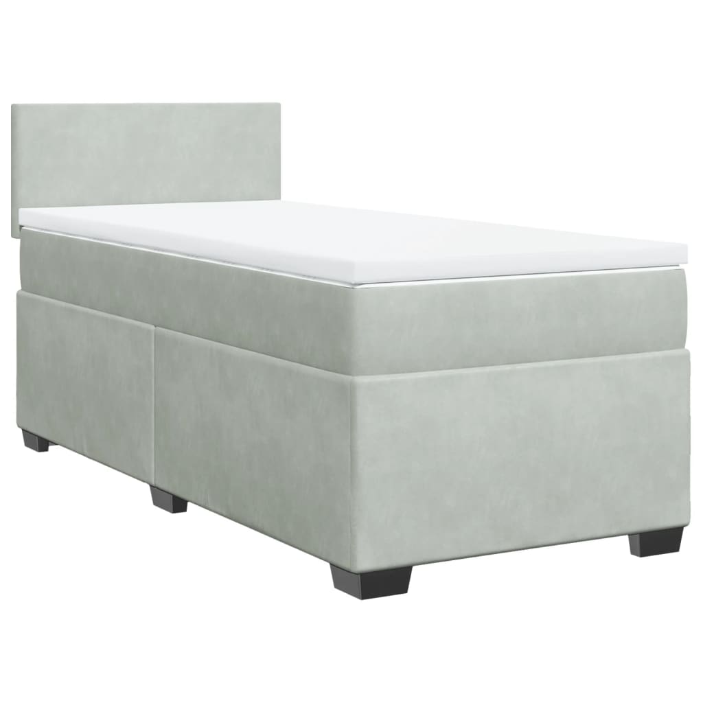 Giroletto a Molle con Materasso Grigio Chiaro 90x200 cm Velluto