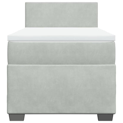 Giroletto a Molle con Materasso Grigio Chiaro 90x200 cm Velluto