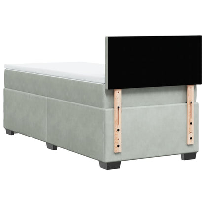 Giroletto a Molle con Materasso Grigio Chiaro 90x200 cm Velluto