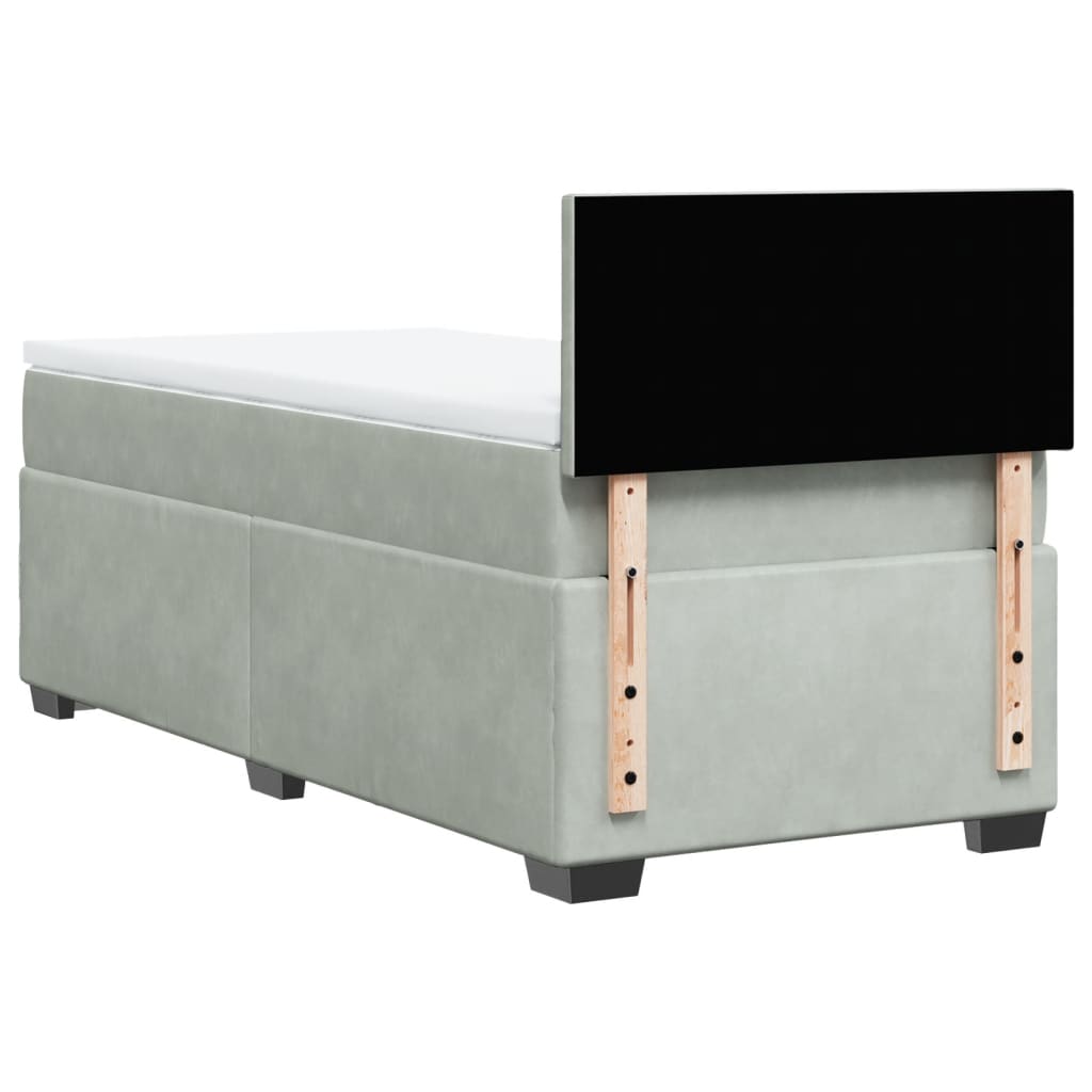 Giroletto a Molle con Materasso Grigio Chiaro 90x200 cm Velluto