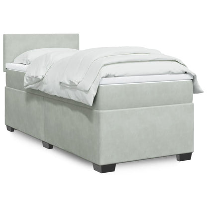 Giroletto a Molle con Materasso Grigio Chiaro 90x200 cm Velluto