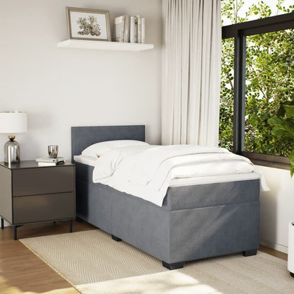 Giroletto a Molle con Materasso Grigio Scuro 90x200 cm Velluto