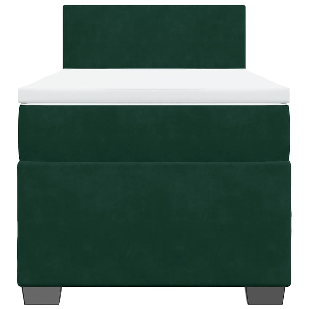 Giroletto a Molle con Materasso Verde Scuro 90x200 cm Velluto